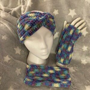 Handmade Crochet Ear Warmers/Head Band & Fingerless gloves